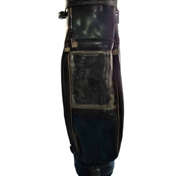 Vintage Miller Black 6-way Leather Golf Bag w/ Carry Strap - Made in USA - Picture 6 of 10